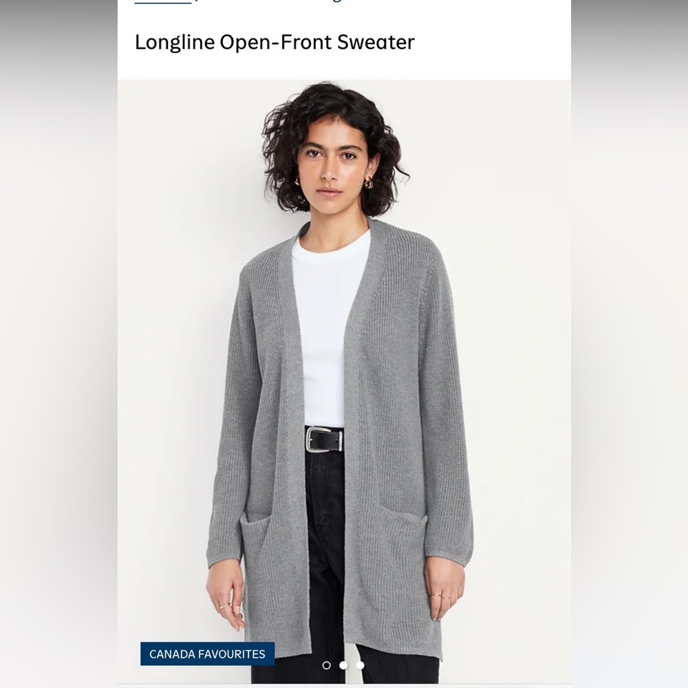 Gray Open-Front Women Sweater